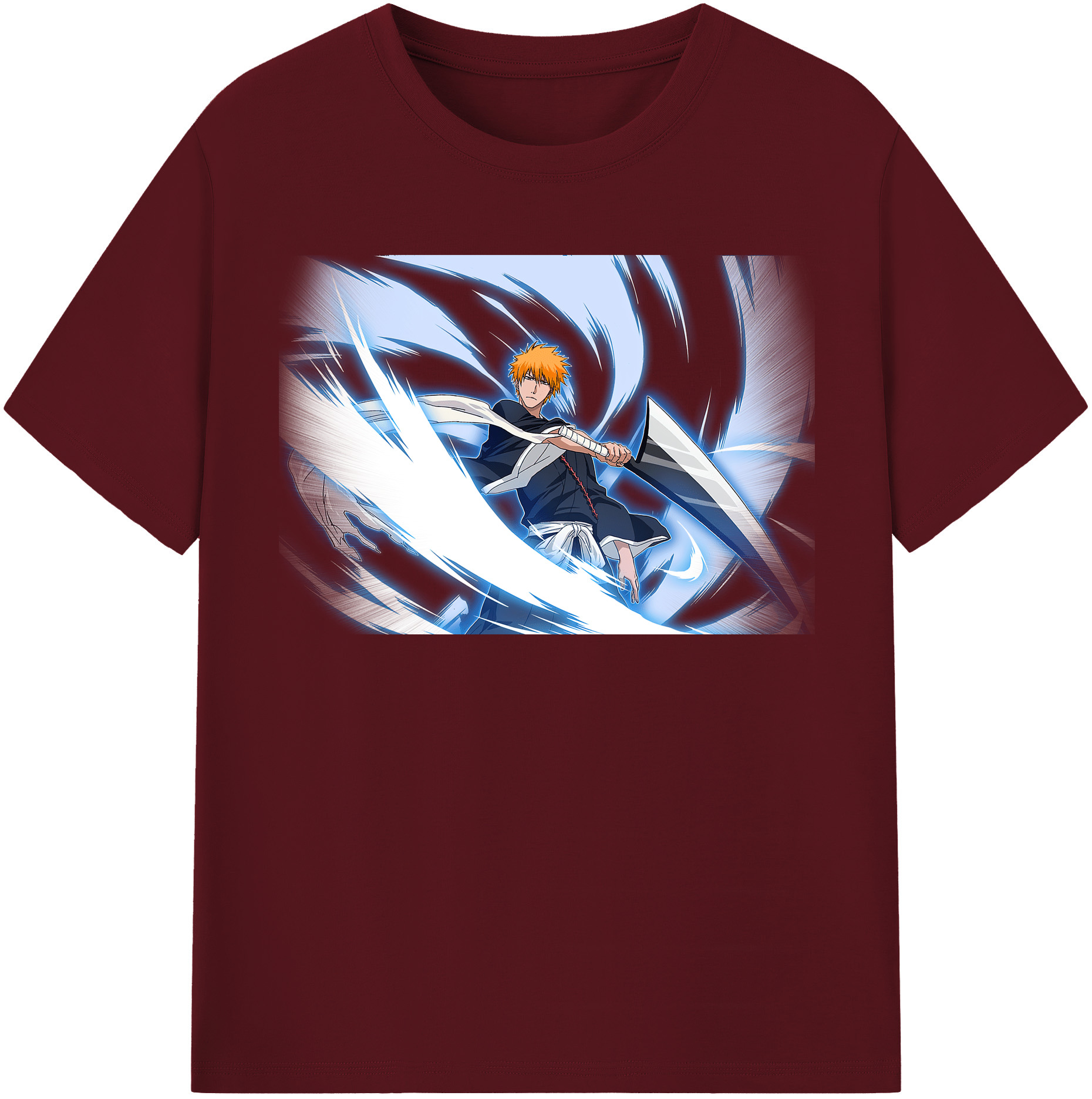 （画像用） ブリーチ 黒崎一護（くろさき いちご）BLEACH Kurosaki Ichigo 綿100％半袖Tシャツ（フロントプリント）